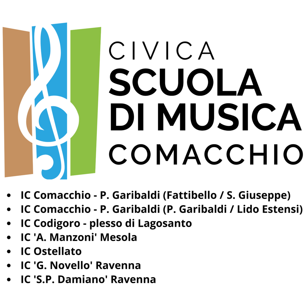 Logo e istituzioni associate a Civica Scuola di Musica di Comacchio