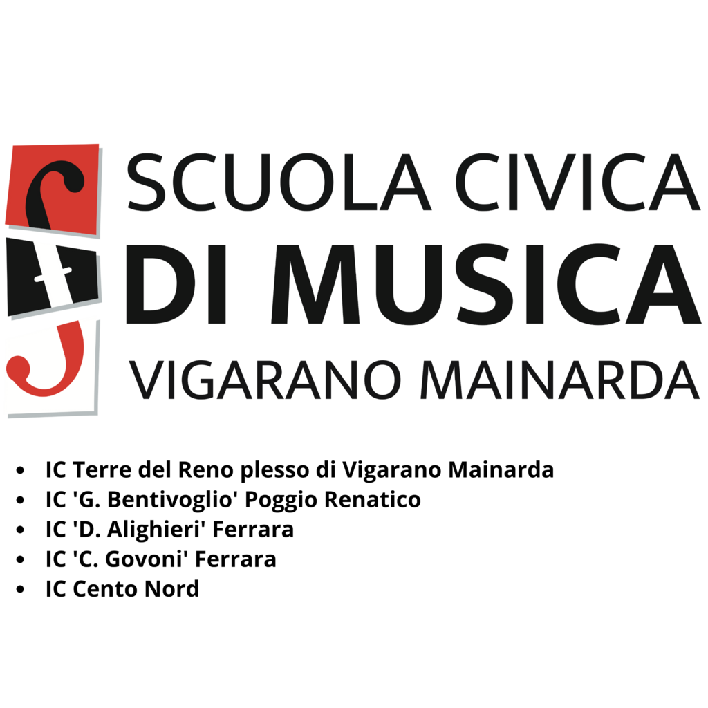 Logo e istituzioni associate a Scuola Civica di Musica Vigarano Mainarda